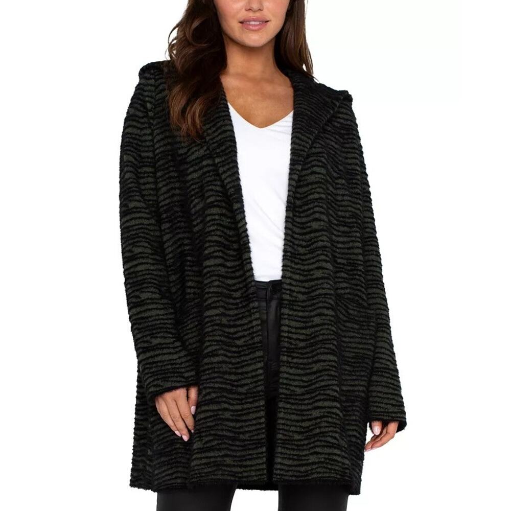 Liverpool Los Angeles Women Animal Print Knit Open Front Sweater Coat Size XL